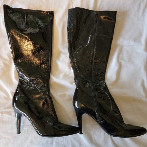Nine West Patent Boots worn twice - Picture 1 of 2